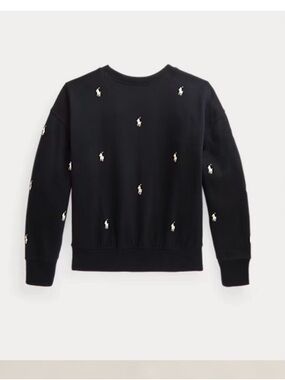 Polo by Ralph Lauren Black Crewneck Sweatshirt with Embroidered Pony- kids